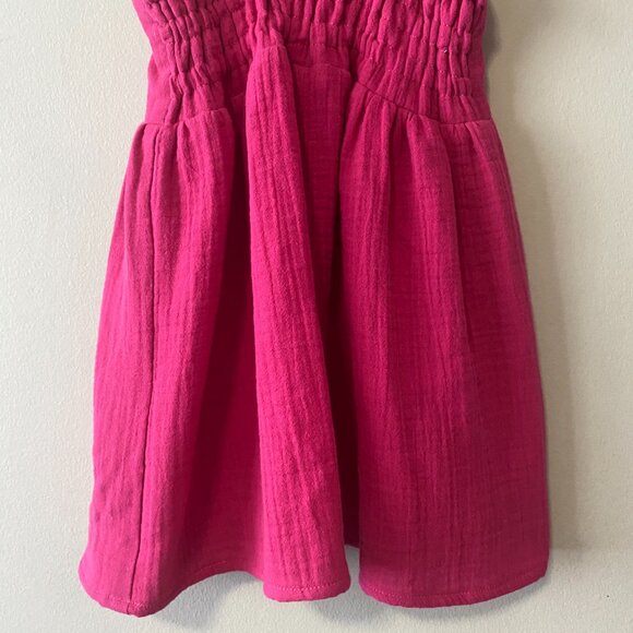 Handmade Children's Pink Upcycled Double Gauze Cotton Elastic Straps Dress - Picture 8 of 12